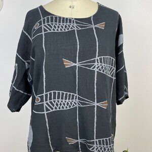 Via Vitale Aquarium Batwing Blouse - Made in Italy